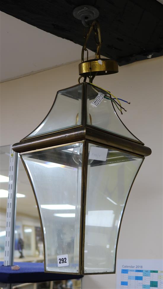 A brass pendant light approx. height 40cm